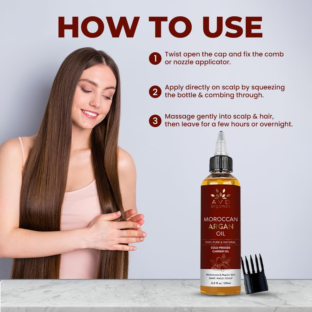 AVD Organics Rosmarinöl für Haarwachstum & Kopfhaut | Mit Biotin angereichert | Haarstärkend, pflegend und voluminös | Mit Jojoba- & Rizinusöl angereichert | GVO-frei 120ml