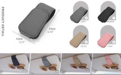 Ompellus Magnetischer Sonnenbrillenhalter aus Leder, Brillenhalter-Clip für die Auto-Sonnenblende, geeignet für verschiedene Brillengrößen (Schwarz, 1 Stück)