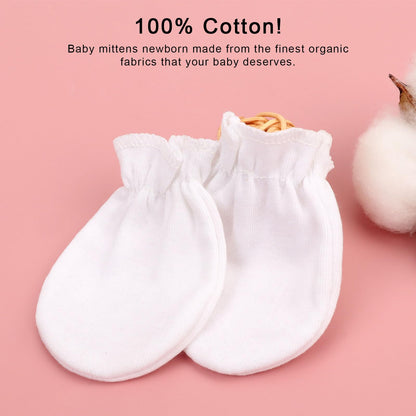 BQUBO Baby Fäustlinge Kratzschutz Handschuhe aus Baumwolle mit elastischem Bündchen Hypoallergen für Neugeborene und Babys von 0-6 Monaten Jungen und Mädchen