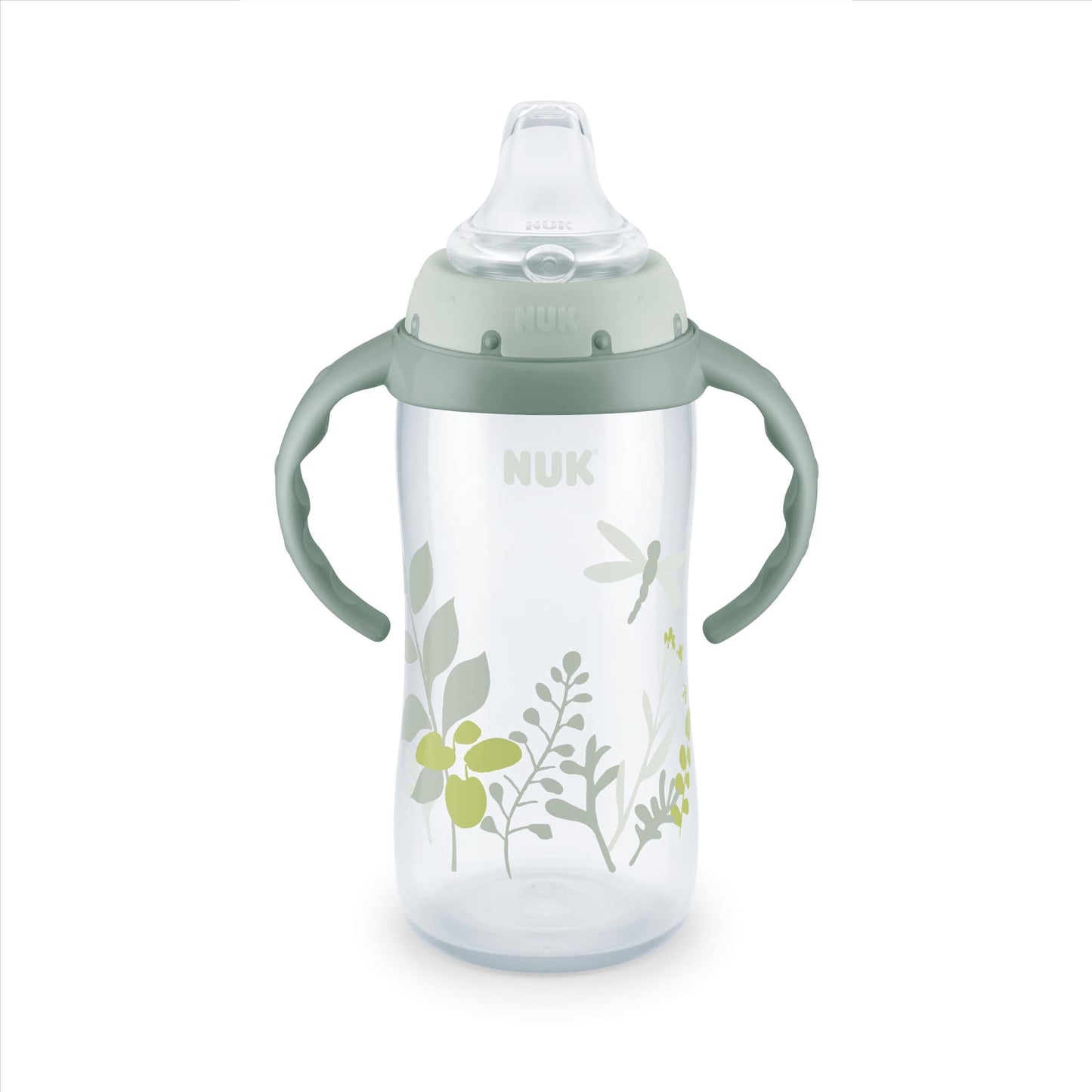 NUK First Choice Large Learner Cup 2.0, 10 oz. Sippy Cup with Handles, Spill Proof, Leak Proof Soft Straw Cup, 2-Pack