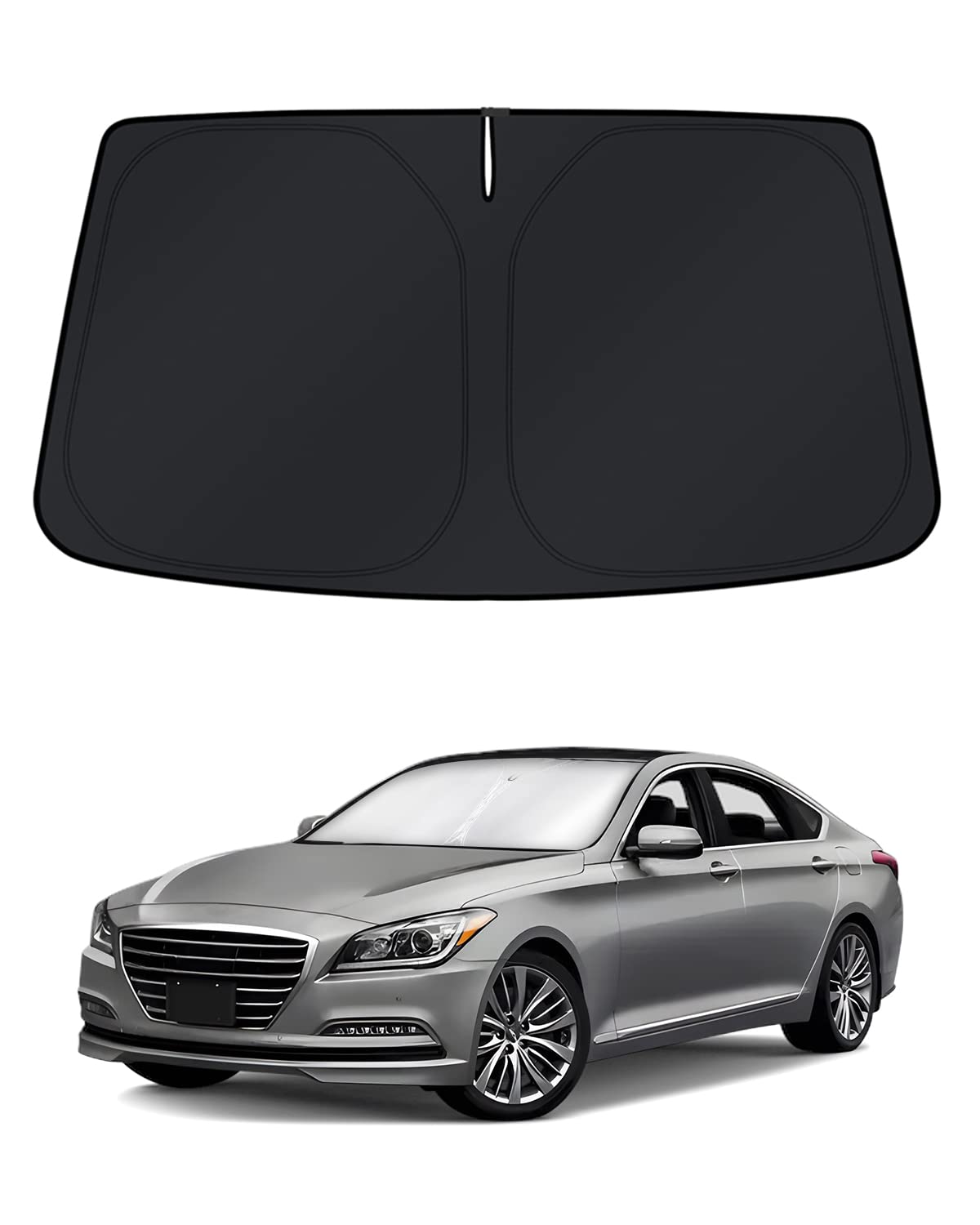 KUST Windshield Sun Shade for 2017-2026 Tesla Model Y/Model 3 Sunshade Accessories (Fit 2025-2026 Model Y Juniper / 2024 Model 3 Highland) Upgraded Foldable Sunshade, Blocks UV Rays Keep Car Cool