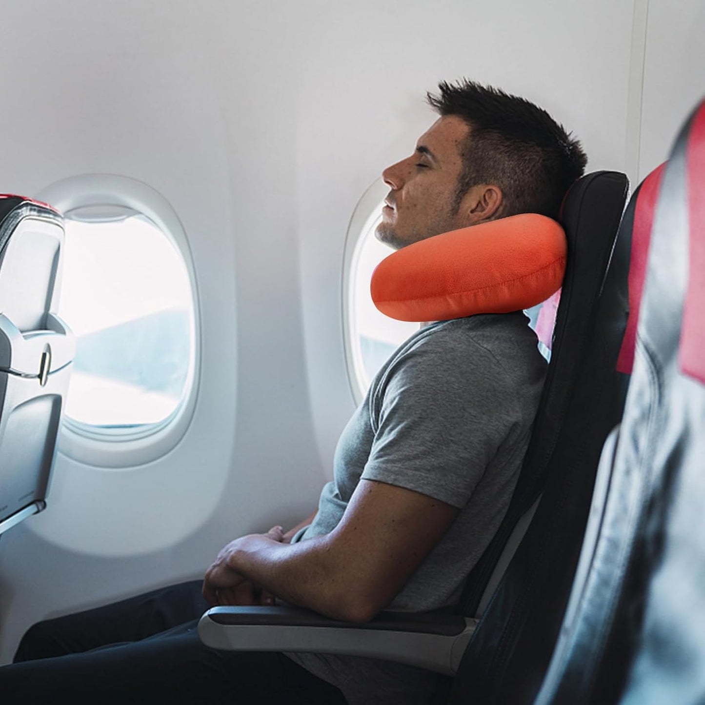 Schwarzes Reise-Nackenkissen Memory-Schaum Flugzeugkissen für Nacken- und Kopfstütze Weiches, tragbares U-förmiges Nackenkissen für Flugzeug, Auto und Heimbüro