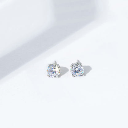 Amazon Essentials Yellow Gold Plated, Platinum or Rose Gold Plated Sterling Silver Infinite Elements Cubic Zirconia Stud Earrings | White, Blue, Green, or Pink Cubic Zirconia