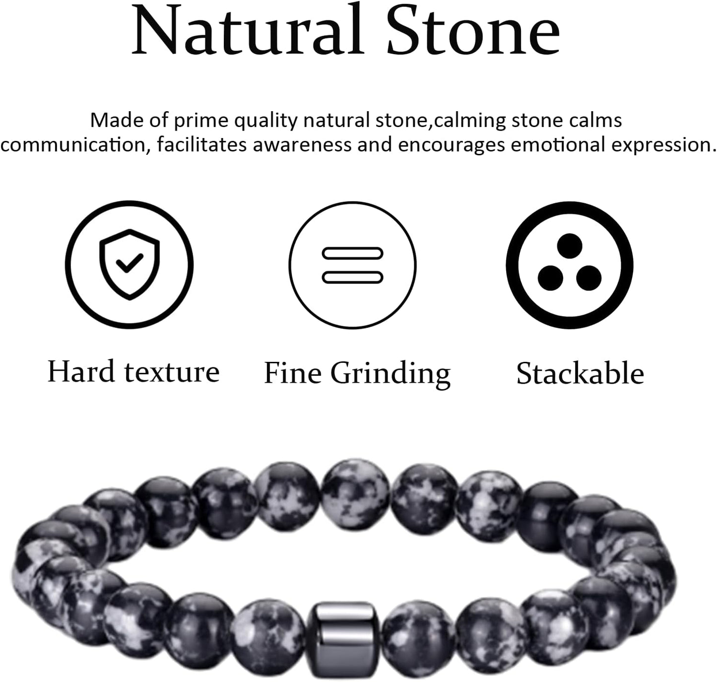 Tigerauge Armband für Herren 8MM Natursteinperlen Armband Set Stretch Lava Stein Armbänder Verstellbares Schwarzes Kristallperlenarmband für Herren Damen Geschenke
