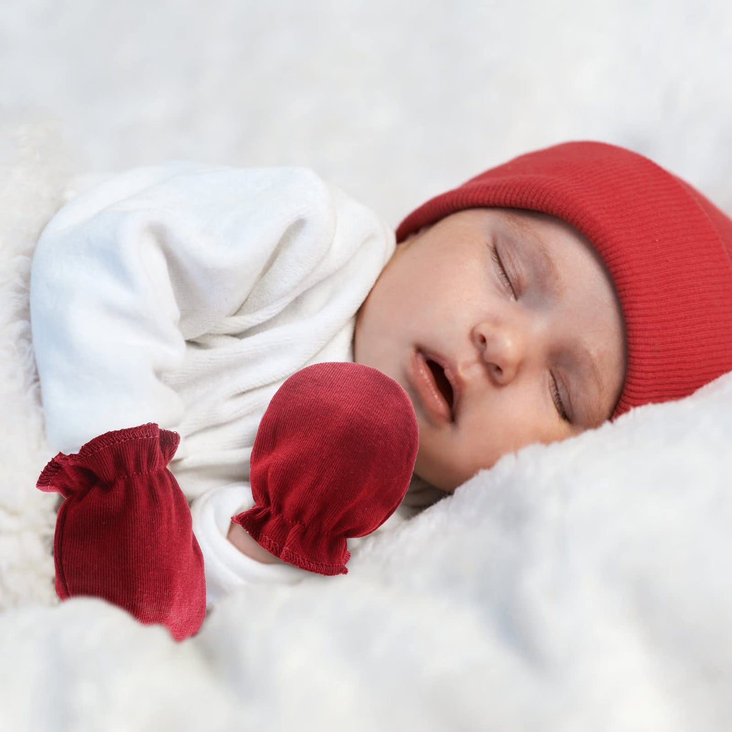 BQUBO Baby Fäustlinge Kratzschutz Handschuhe aus Baumwolle mit elastischem Bündchen Hypoallergen für Neugeborene und Babys von 0-6 Monaten Jungen und Mädchen