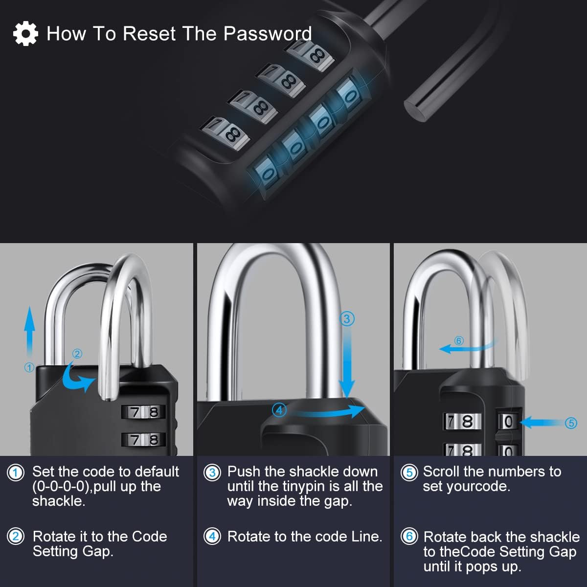 Combination Padlock, Diyife 4 Digit Locker Lock Weatherproof Lock Outdoor Combination Lock for School Gym Locker,Toolbox, Fence, Hasp, Cabinet(Black)