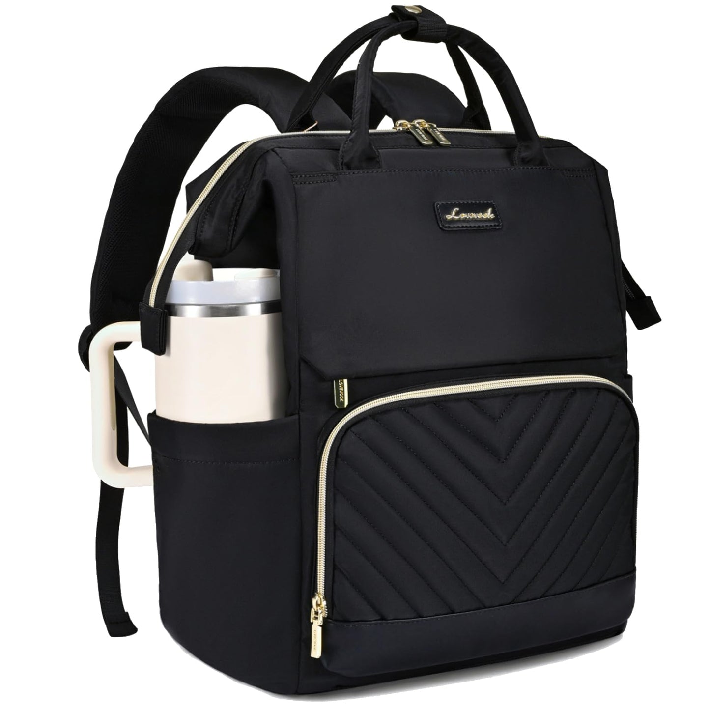 LOVEVOOK Laptop Backpack for Women with Giant Tumbler Holder Pocket, 15.6 inch Travel Work Bag Purse for Nurse Teacher, Waterproof Casual Daypack Bookbag for College Business