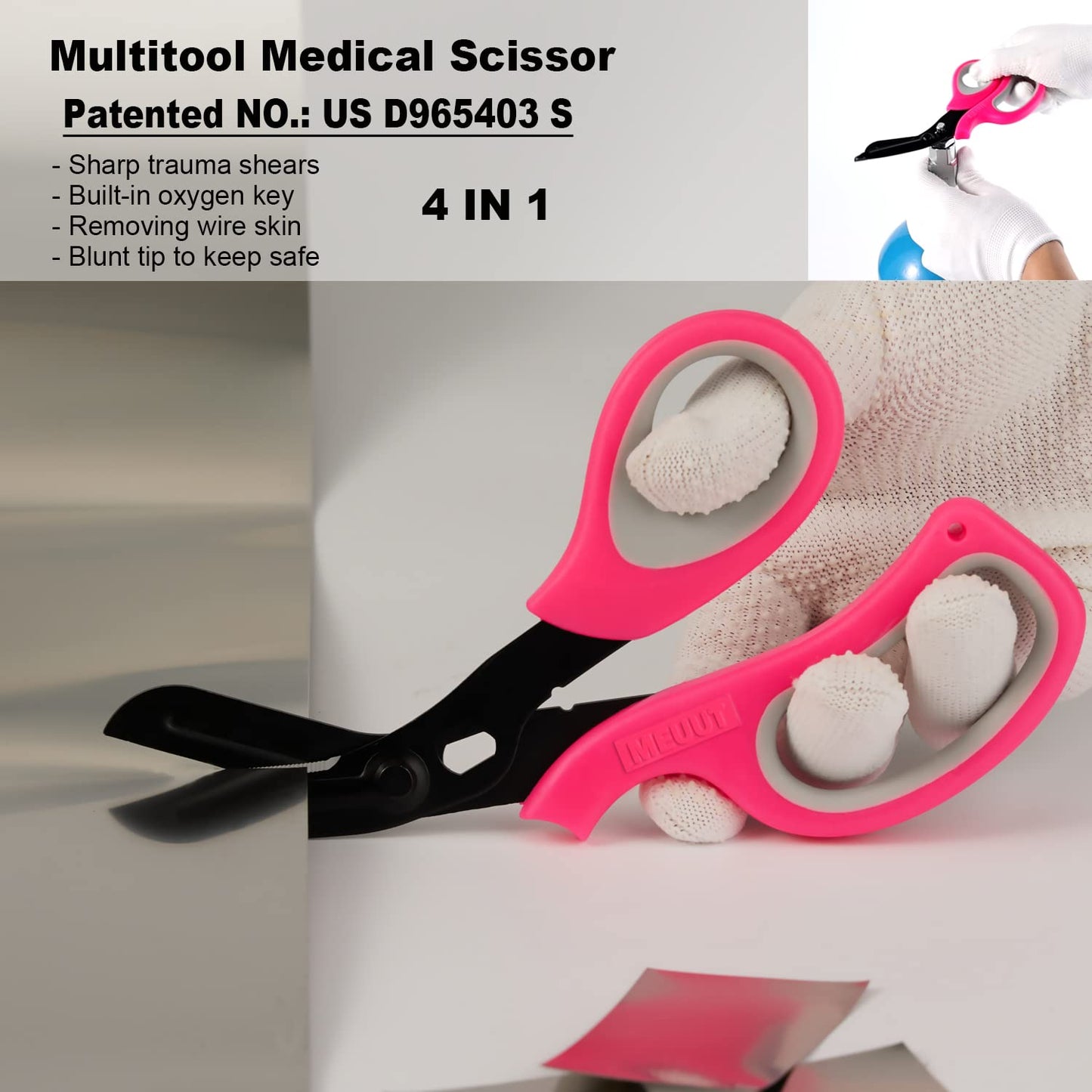 MEUUT 2 Pack Medical Scissors Trauma Shears for Left and Right Hand -Patented Bandage Scissors All Purpose with Non-Stick Blades, Surgical Grade Shears Stainless Steel EMT Scissors for Nurses EMT