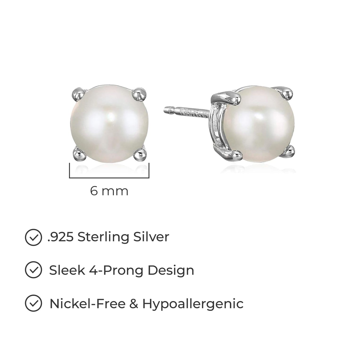 Amazon Essentials Sterling Silver Round Birthstone Stud Earrings
