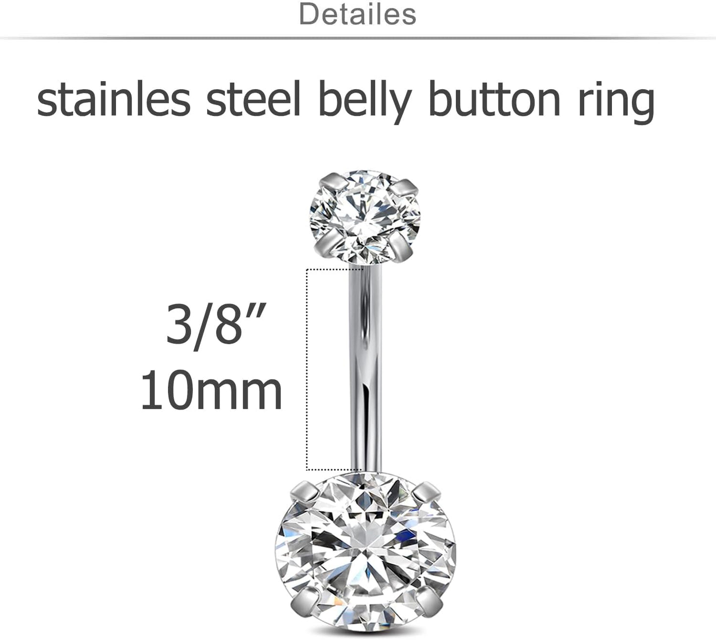 MODRSA Bauchnabelringe Chirurgenstahl Bauchnabelpiercing für Frauen Bauchnabelschmuck Silber Bauchnabelring Diamant