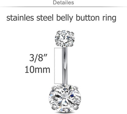 MODRSA Bauchnabelringe Chirurgenstahl Bauchnabelpiercing für Frauen Bauchnabelschmuck Silber Bauchnabelring Diamant