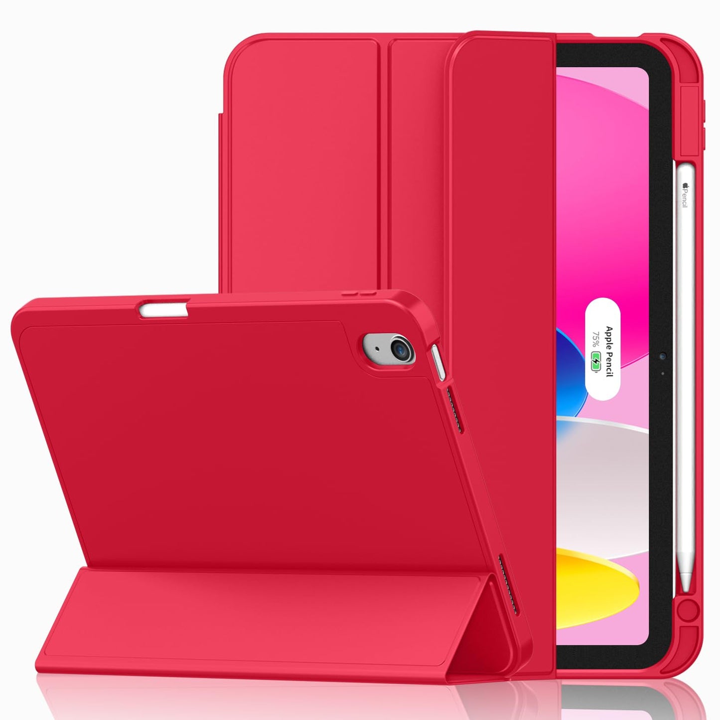 iMieet Case for iPad (A16)/iPad 10th Generation [11-Inch 2025/10.9 Inch 2022], Trifold Stand Smart Cover with Pencil Holder and Soft TPU Back, Supports Touch ID(Black)