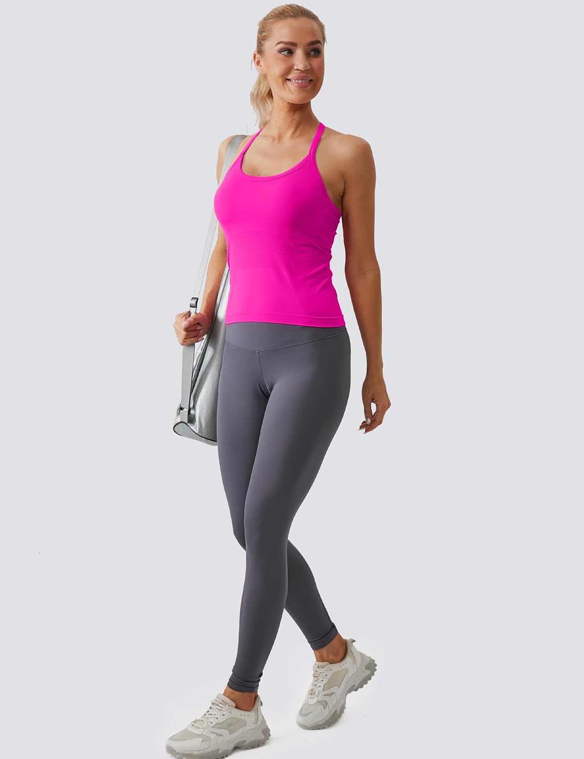 MathCat Workout Tank Tops für Damen mit integriertem BH, ärmellose Gym Tops Nahtlose Racerback Athletic Yoga Shirts