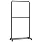 SONGMICS Clothes Rack with Wheels, Clothing Rack for Hanging Clothes, 25.4 mm Metal Garment Rack with Dense Mesh Storage Shelf, 110 lb Load Capacity, 2 Brakes, Black UHSR25BK