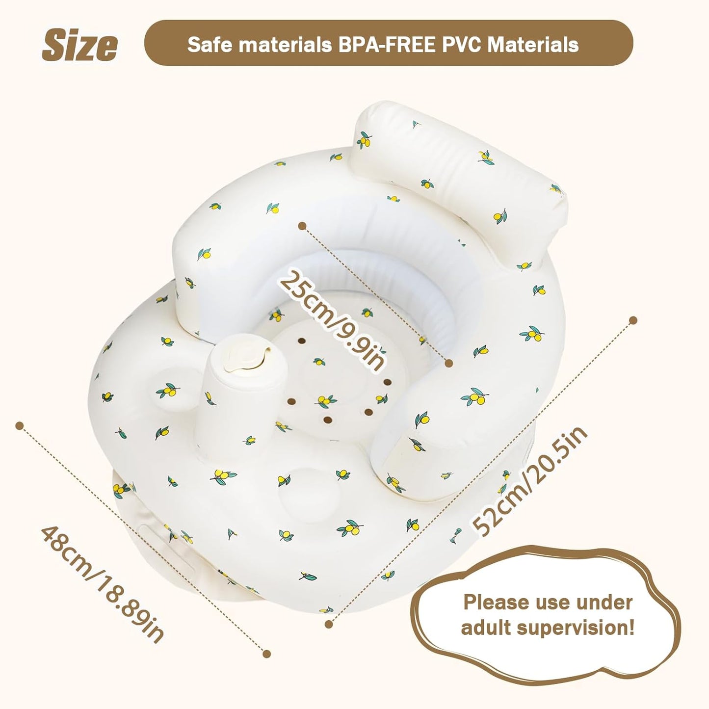 Aufblasbarer Babysitz, aufblasbarer Babystuhl für Babys ab 3 Monaten, aufblasbarer Sommerstuhl mit integrierter Luftpumpe, Baby-Bodensitz zum Sitzenlernen, Spielen, Campen, Orange
