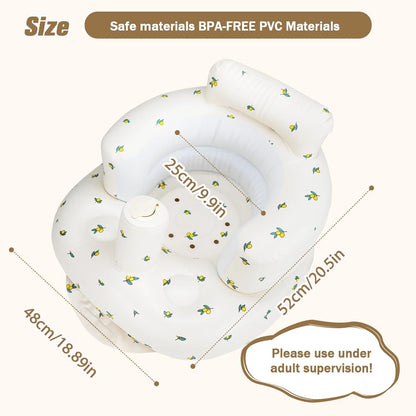 Aufblasbarer Babysitz, aufblasbarer Babystuhl für Babys ab 3 Monaten, aufblasbarer Sommerstuhl mit integrierter Luftpumpe, Baby-Bodensitz zum Sitzenlernen, Spielen, Campen, Orange