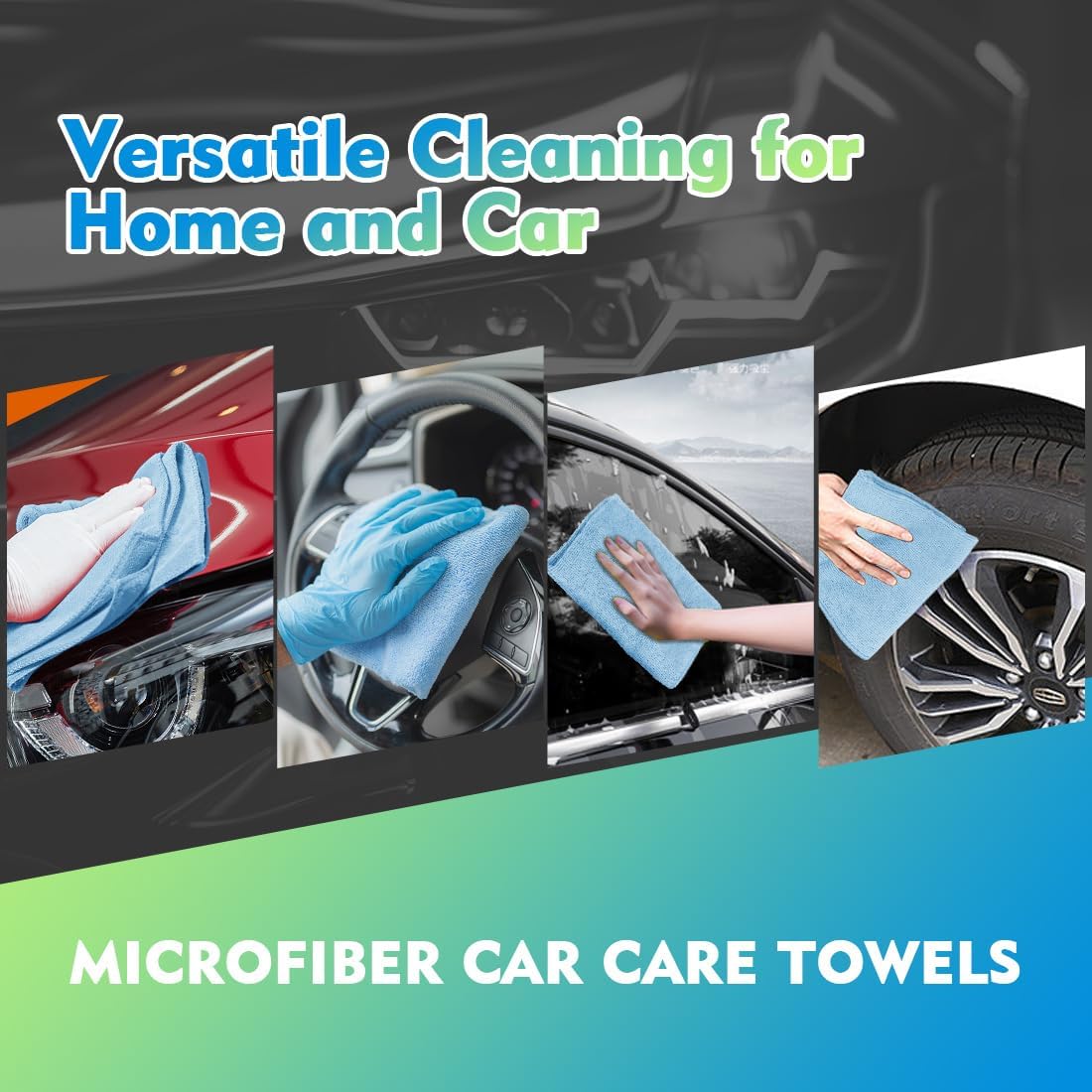 HOMEXCEL Mikrofasertuch 12er-Pack, 31,75 x 31,75 cm Mikrofasertücher für Autos, ultra-saugfähiges Autowaschtuch, fusselfreie, streifenfreie Reinigungstücher für Auto, Küche und Fenster (Grau)