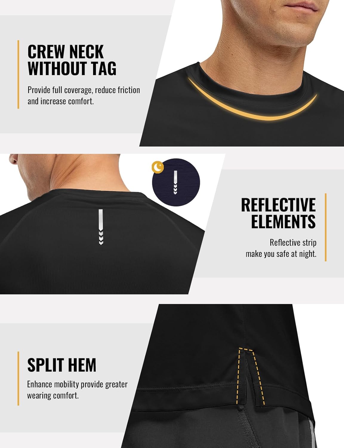 Rdruko Herren Kurzarm Trainingsshirts – Trockene Passform – Feuchtigkeitstransportierend – Für Laufen, Fitnessstudio, aktiven Sport