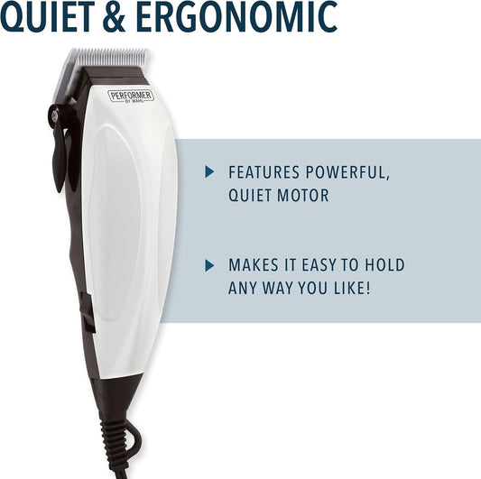 Wahl Canada Performer Haircutting Kit, Quality Economy Clipper Complete with Accessories, Powerful, Quiet Motor, Self-Sharpening Precision Ground Blades, Hair Clipper, At Home Haircutting Kit - Model 3160
