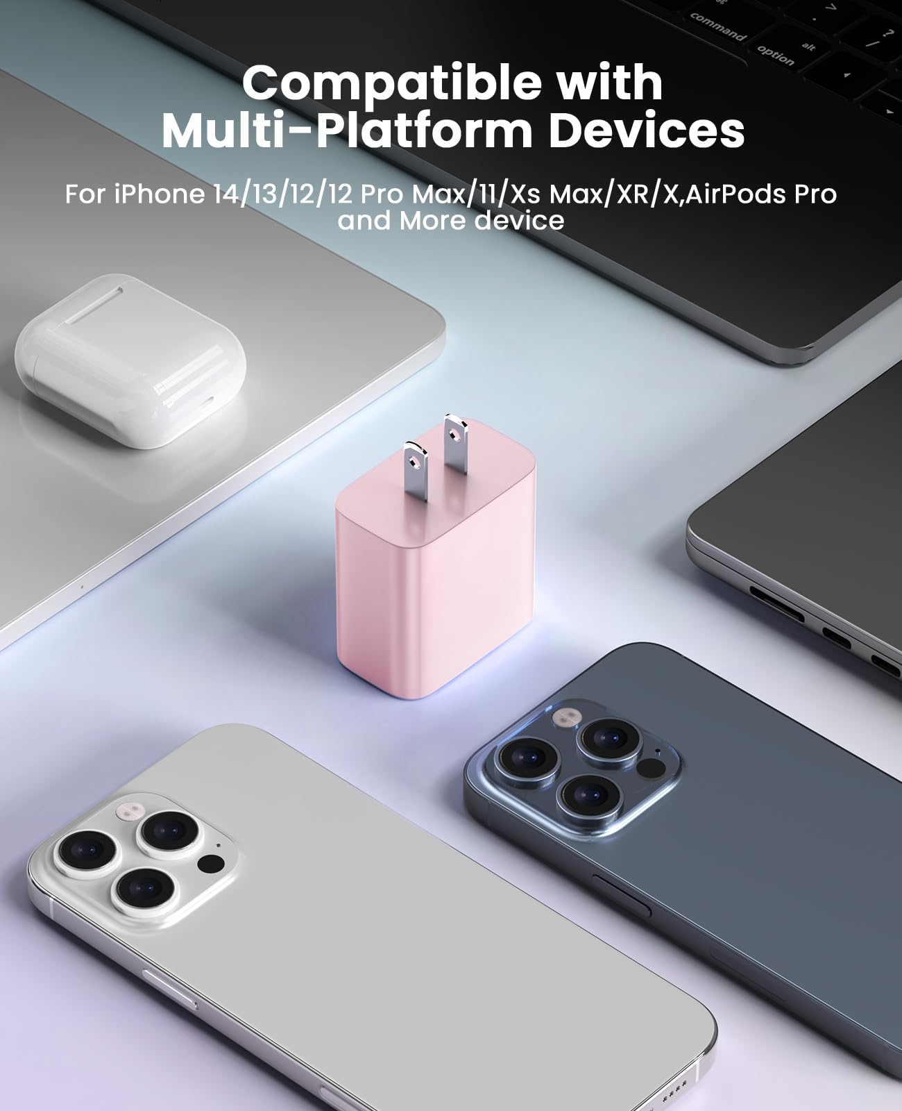 iPhone Ladegerät Schnelllade-2er-Pack Typ C Wandladegerät mit 2er-Pack [1,8 m & 3 m] langem USB C auf Lightning Kabel für iPhone 14/13/12/12 Pro Max/11/Xs Max/XR/X, AirPods Pro