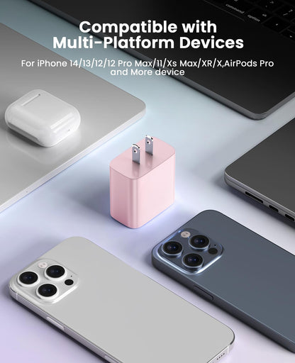iPhone Ladegerät Schnelllade-2er-Pack Typ C Wandladegerät mit 2er-Pack [1,8 m & 3 m] langem USB C auf Lightning Kabel für iPhone 14/13/12/12 Pro Max/11/Xs Max/XR/X, AirPods Pro