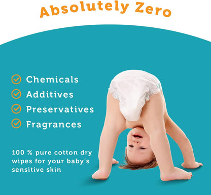Whoopsie Wipes – Die Originalen Babytrockentücher aus 100% reiner Baumwolle – Ultraweiche, parfümfreie, chemikalienfreie Tücher für empfindliche Haut – Trocken verwenden oder Wasser hinzufügen für Feuchttücher – 6 Packungen (600 Stück)