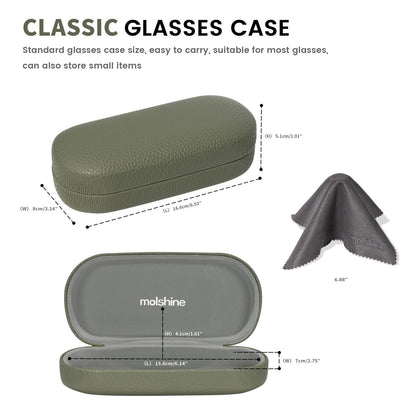 molshine Hartschalen-Leder-Sonnenbrillenetui, klassisches großes Brillenetui für Damen und Herren, Sonnenbrille (Schwarz)