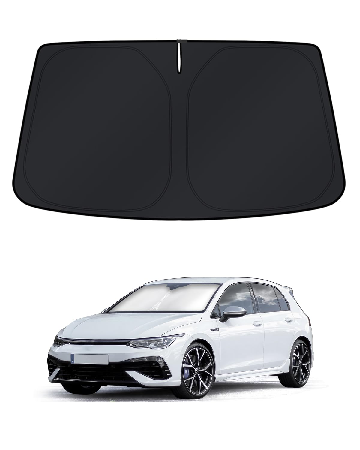 KUST Windshield Sun Shade for 2017-2026 Tesla Model Y/Model 3 Sunshade Accessories (Fit 2025-2026 Model Y Juniper / 2024 Model 3 Highland) Upgraded Foldable Sunshade, Blocks UV Rays Keep Car Cool