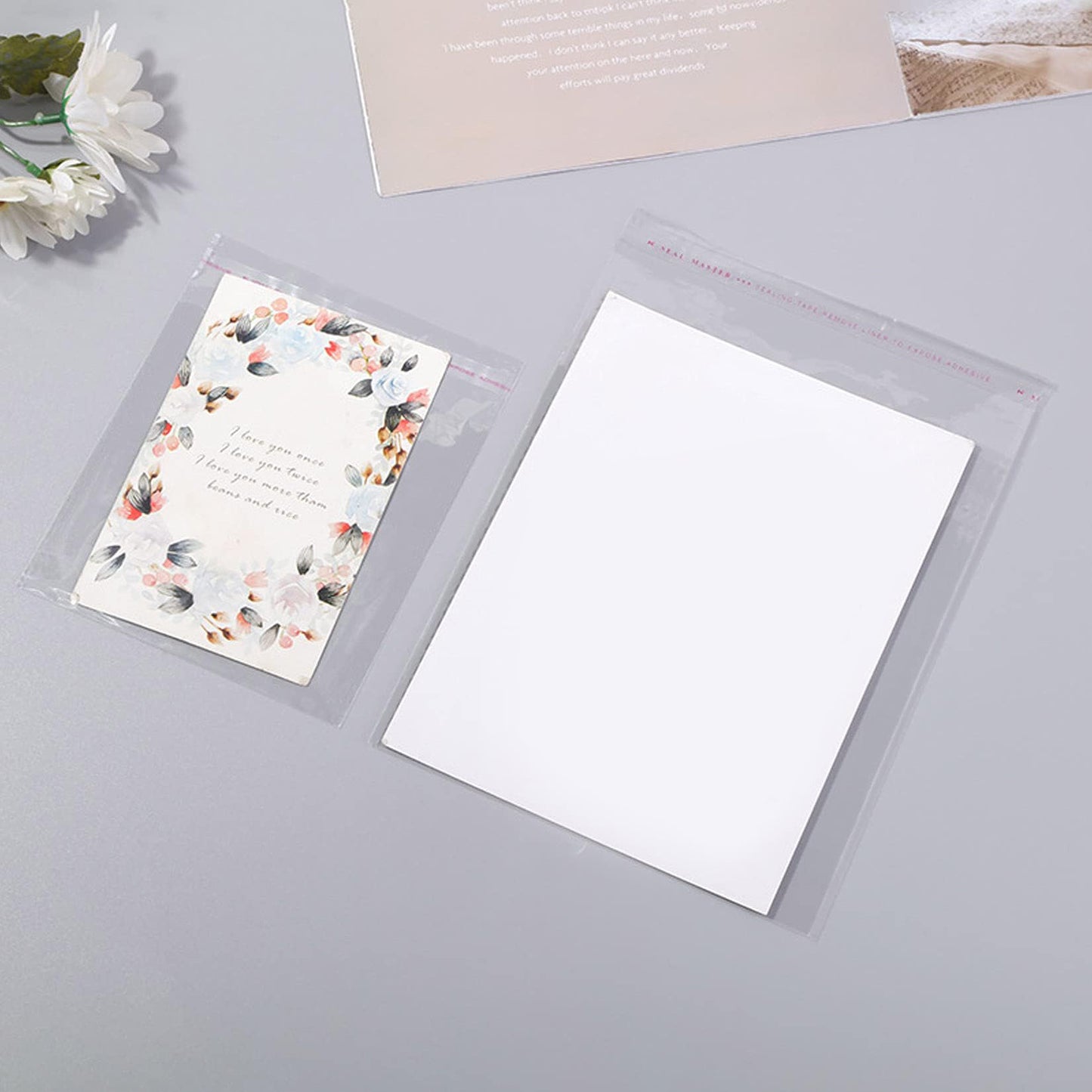 Selbstklebende Zellophanbeutel, 5x7 Zoll Keksbeutel, durchsichtige, wiederverschließbare Zellophanbeutel selbstklebend zum Verpacken von Geschenken, Produkten, 100 Stück