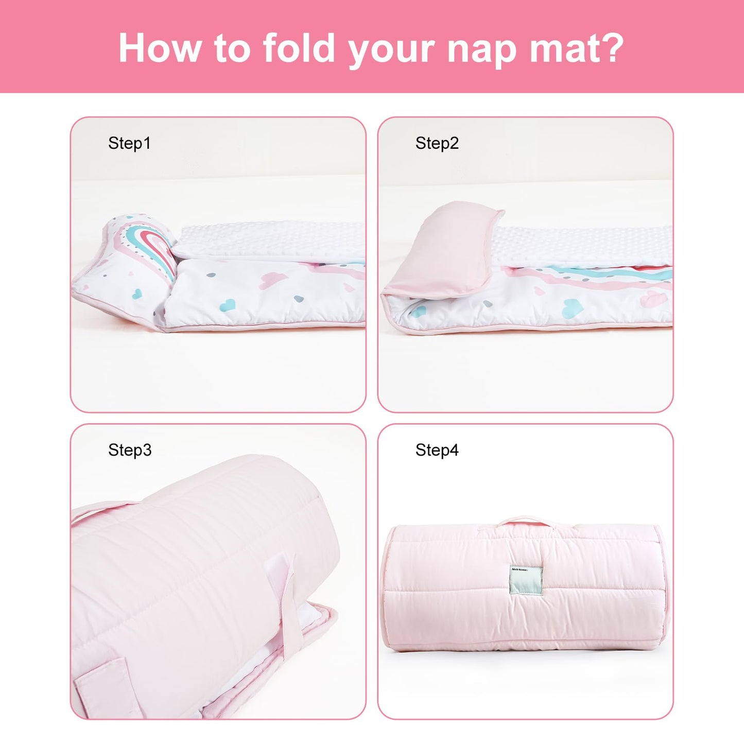 PHF Toddler Nap Mat with Removable Pillow and Minky Blanket, Rollup Design Kids Sleeping Mat, Slumber Bags for Boys, 55"x23" Toddler Sleeping Bag for Daycare Preschool Travel Camping, Space