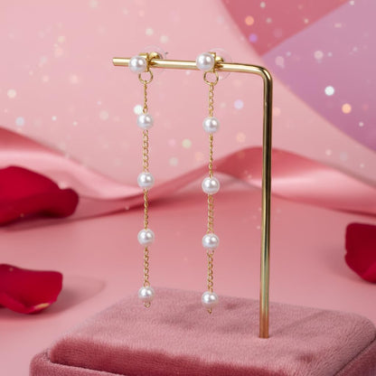 Trinckle Silber Tropfenohrringe mit Perlen, Silber Hängeohrringe für Frauen 5mm Brautperlen Lange Ohrringe für Muttertag, Weiß Boho Accessoires Hochzeitsschmuck, Silber Statement Ohrringe für Abschlussball Geburtstag