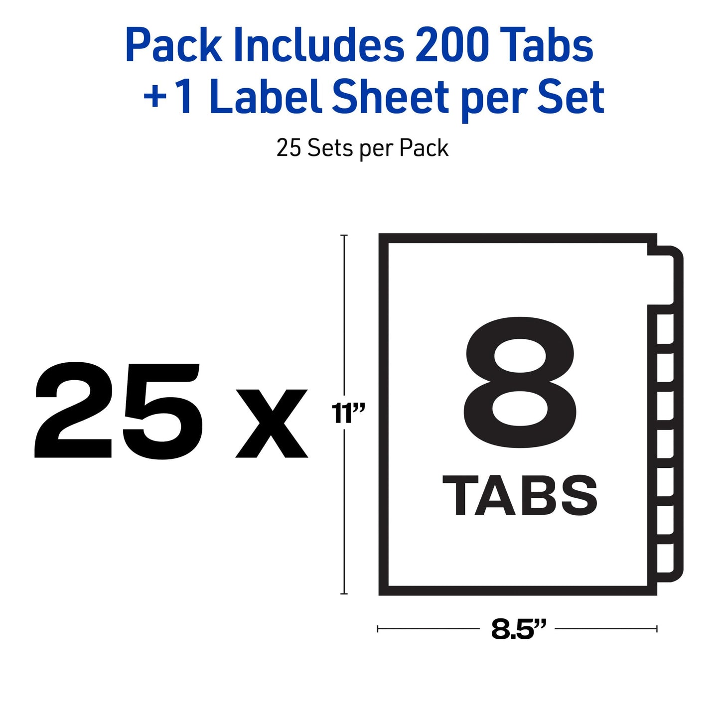 Avery 8 Tab Unpunched Dividers for Use with Any Binding System, Easy Print & Apply Clear Label Strip, Index Maker Customizable White Tabs, 150 Sets Total (6 Packs of 11444)