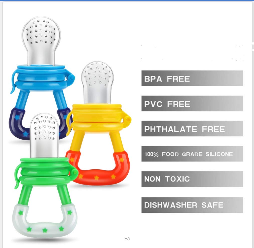 PandaEar Fresh Fruit Feeder Schnuller (3er Pack) | Lebensmittelqualität Weiche Sichere BPA-freie Silikonbeutel