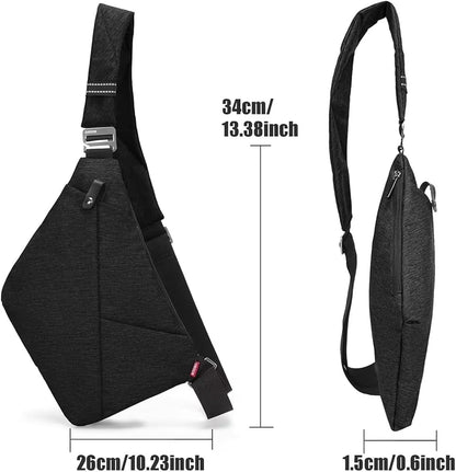 Wasserdichter Anti-Diebstahl Schulter Rucksack Sling Brust Crossbody Bag Abdeckpack Rucksack Fahrrad Sport (B13-007 Schwarz-linke Hand)