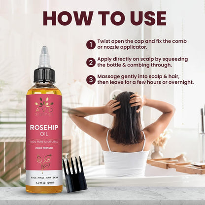 AVD Organics Rosmarinöl für Haarwachstum & Kopfhaut | Mit Biotin angereichert | Haarstärkend, pflegend und voluminös | Mit Jojoba- & Rizinusöl angereichert | GVO-frei 120ml
