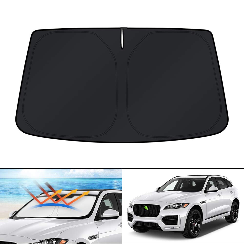 KUST Windshield Sun Shade for 2017-2026 Tesla Model Y/Model 3 Sunshade Accessories (Fit 2025-2026 Model Y Juniper / 2024 Model 3 Highland) Upgraded Foldable Sunshade, Blocks UV Rays Keep Car Cool