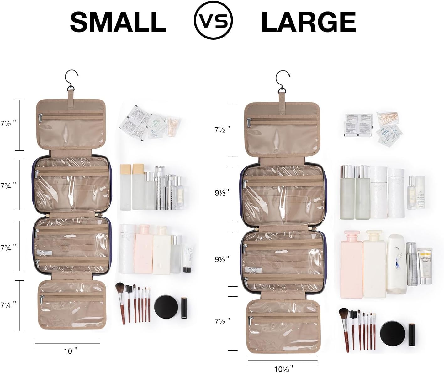 BAGSMART Kulturbeutel Reise-Organizer mit Aufhängehaken, wasserdichte Make-up-Kosmetiktasche für Zubehör, Shampoo, Standardbehälter, Toilettenartikel
