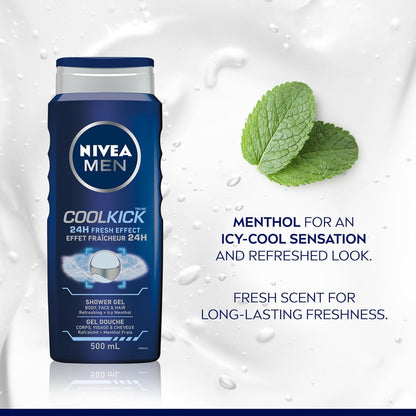 NIVEA MEN Cool Kick Duschgel | Herren Duschgel für Körper, Gesicht und Haar, 887 ml