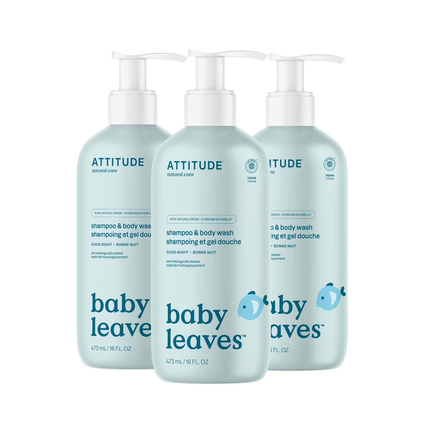 ATTITUDE Baby 2-in-1 Shampoo and Body Wash, Made in Canada, EWG Verified, Dermatologically Tested, Vegan, Pear Nectar, 473 mL