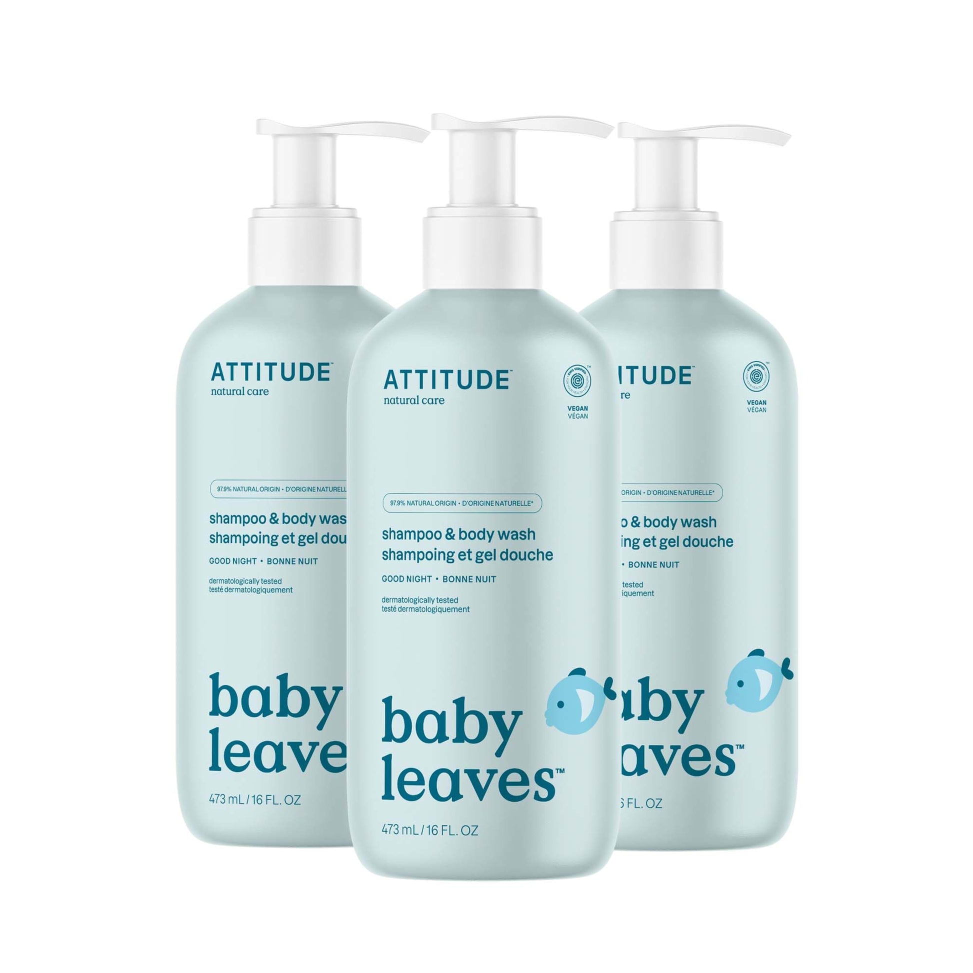 ATTITUDE Baby 2-in-1 Shampoo and Body Wash, Made in Canada, EWG Verified, Dermatologically Tested, Vegan, Pear Nectar, 473 mL