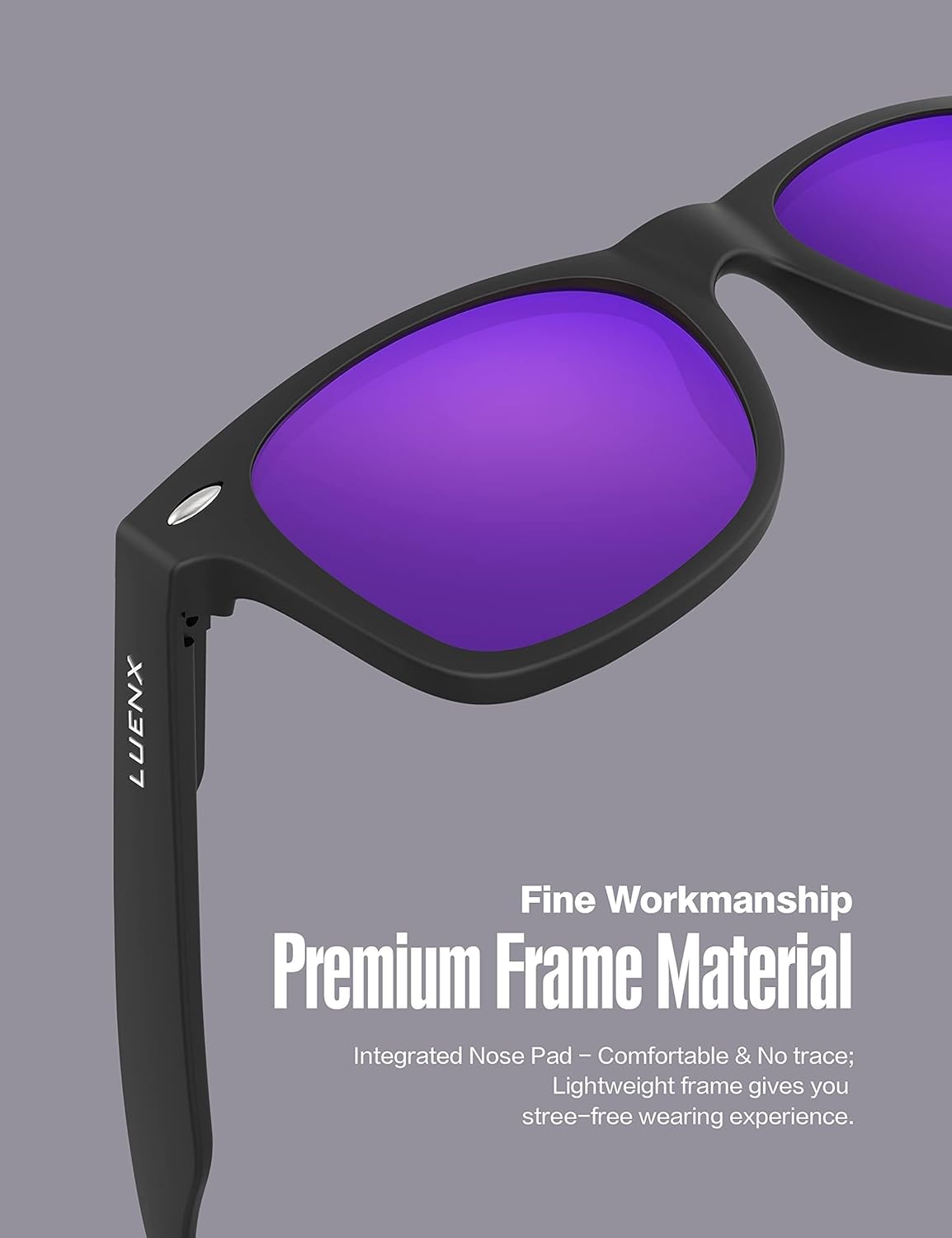 LUENX Polarisierte Sonnenbrillen für Herren und Damen, quadratische Fassung – UV-400-Schutz, 54 mm