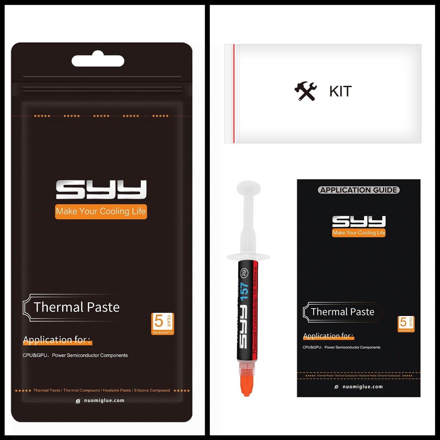 SYY Wärmeleitpaste mit Werkzeug-Set, 4 Gramm CPU Paste Wärmeleitpaste Kühlkörper für IC/Prozessor/CPU/GPU/alle Kühler