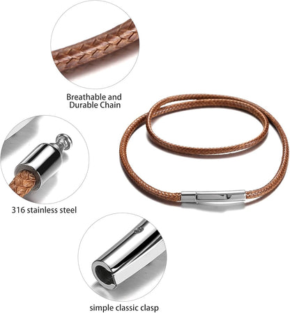2mm 3mm Lederkette mit robustem Edelstahl-Karabinerverschluss, geflochtene Wachsschnur in Schwarz/Braun für Damen und Herren zum Basteln von Anhängern, Länge 40 45 50 55 60 65 70 75 cm