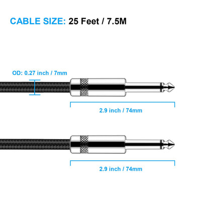Gitarrenkabel 3m New bee E-Instrumentenkabel Bassverstärkerkabel für E-Gitarre, Bassgitarre, E-Mandoline, Pro Audio (Winkelstecker auf Gerader Stecker, Schwarz)