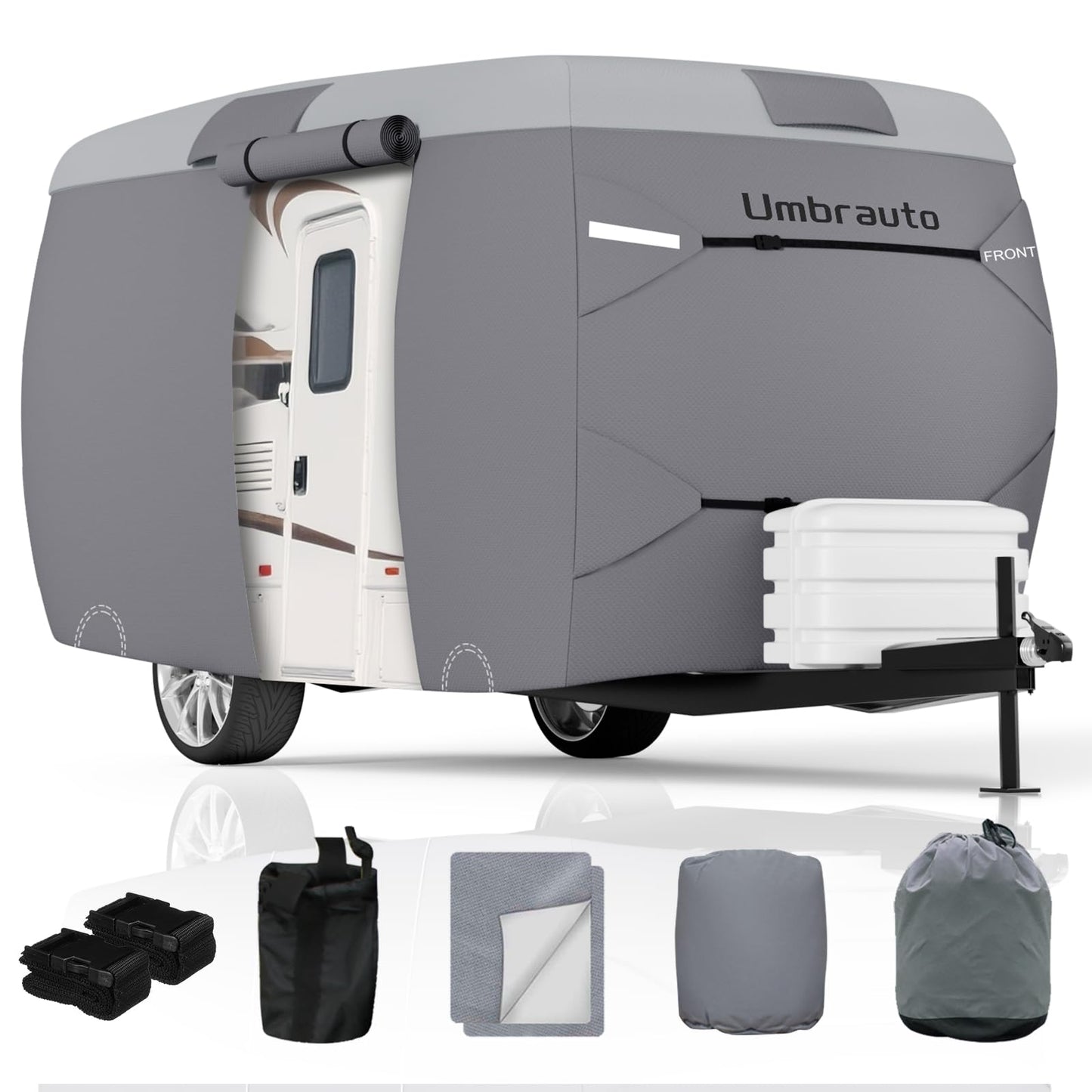Umbrauto Class C RV Cover Fits 29-32’, Class C Motorhome Camper Cover, Heavy Duty 7 Layers Top Windproof Breathable RV Cover with 3Pcs Extra Straps, Adhesive Repair Patches, 6 Gutter Covers