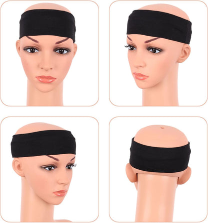 MapofBeauty 3er-Pack Yoga-Stirnbänder, dehnbar, Baumwolle, Haarband, für Sport, Laufen, Training, Fitnessstudio (einfarbig)