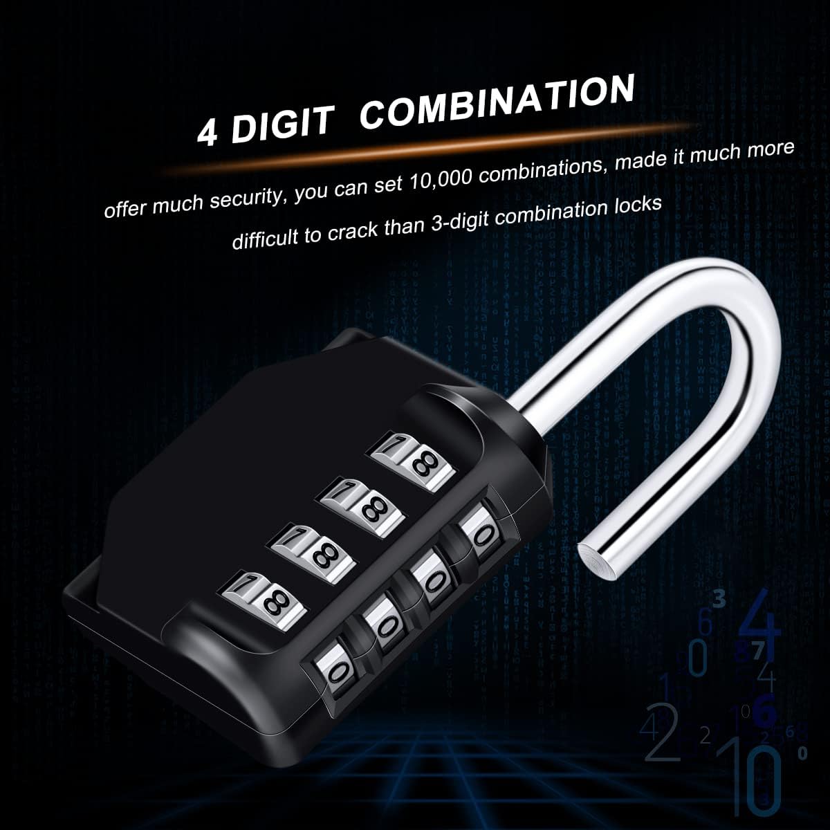 Combination Padlock, Diyife 4 Digit Locker Lock Weatherproof Lock Outdoor Combination Lock for School Gym Locker,Toolbox, Fence, Hasp, Cabinet(Black)