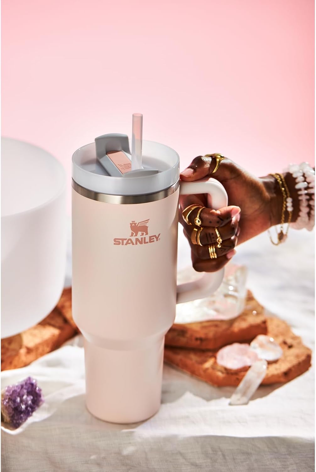 Vaso Stanley Quencher H2.0 con asa y pajita de 40 oz | Tapa Flowstate de 3 posiciones | Compatible con portavasos para viajes | Vaso térmico de acero inoxidable | Sin BPA | Arándano