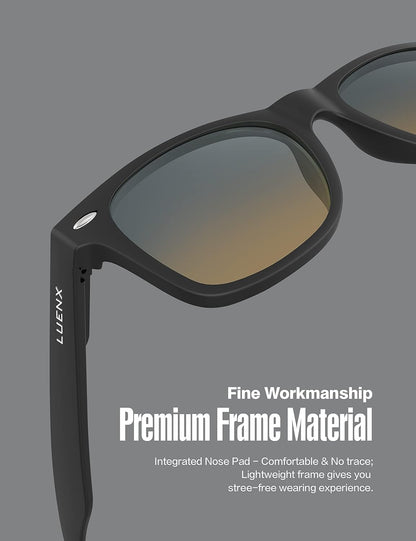 LUENX Polarisierte Sonnenbrillen für Herren und Damen, quadratische Fassung – UV-400-Schutz, 54 mm