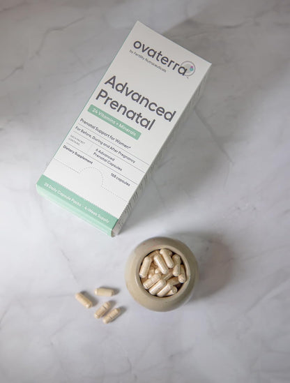 Ovaterra Advanced Prenatal & OvoEnergen CoQ10 Bundle to Support Women Reproductive Health and Egg Health 168 Capsules & 84-100mg Softgel Capsules - 28 Day Supply